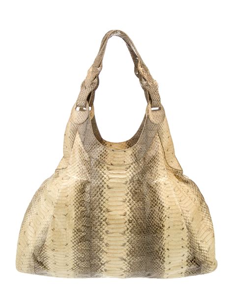 Nancy Gonzalez Linda Python Bag, Natural .